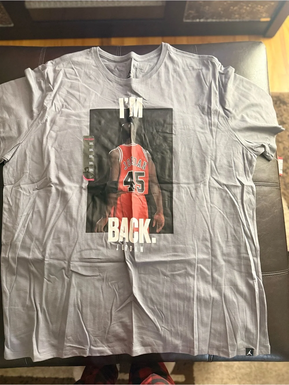 Jordan Light Gray 'I'm Back' Graphic Short Sleeve Tee